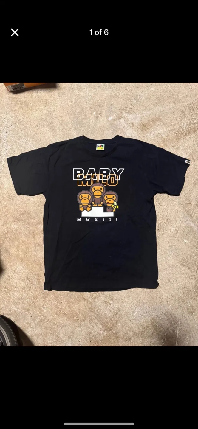 Bathing Ape Baby Milo Black Tee - Size 2XL thumbnail