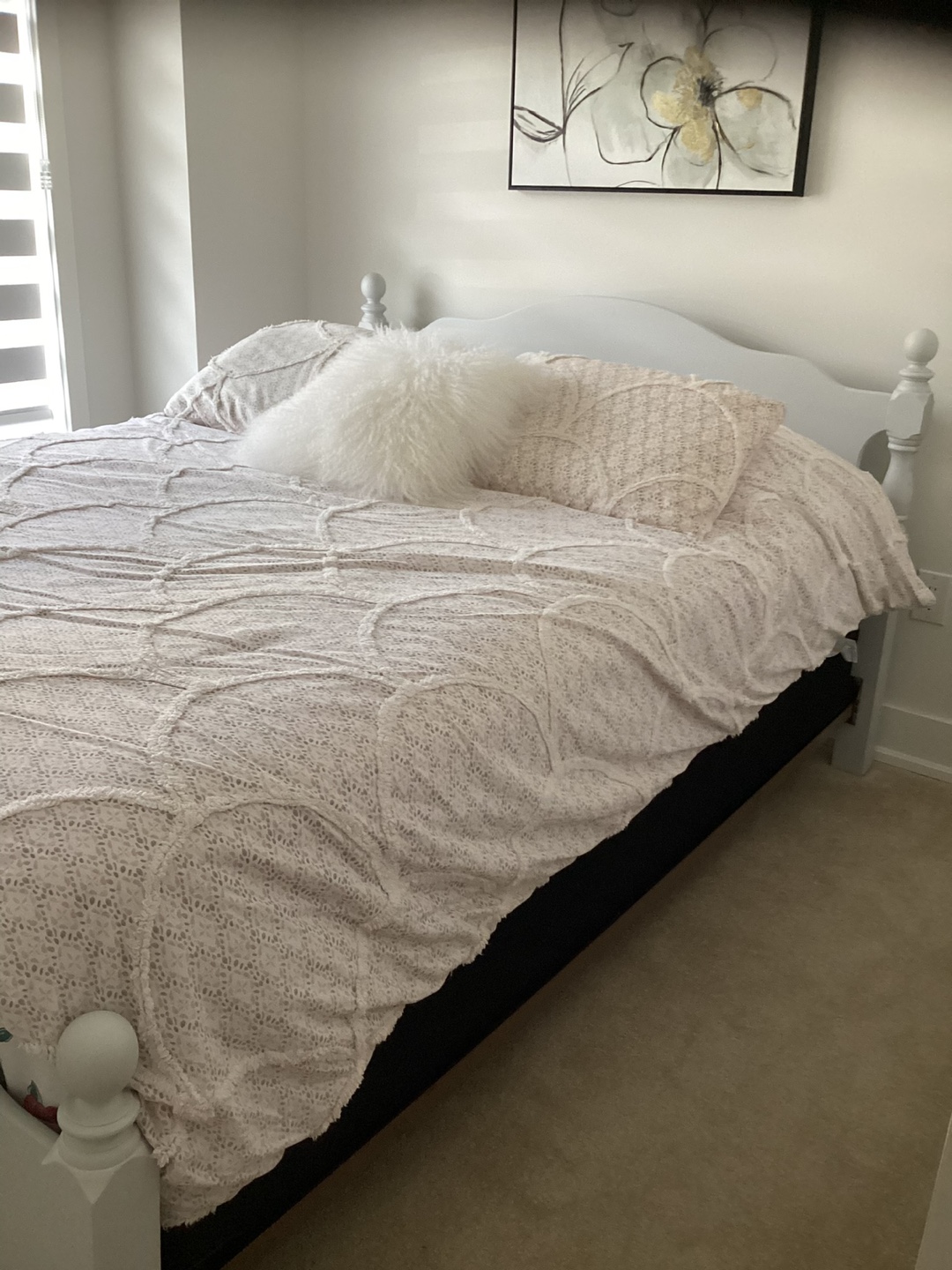 White Bed Frame & Bedding Set