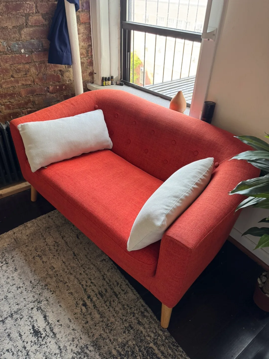 Burnt Orange Loveseat Sofa - Great Condition! image indicator(4)