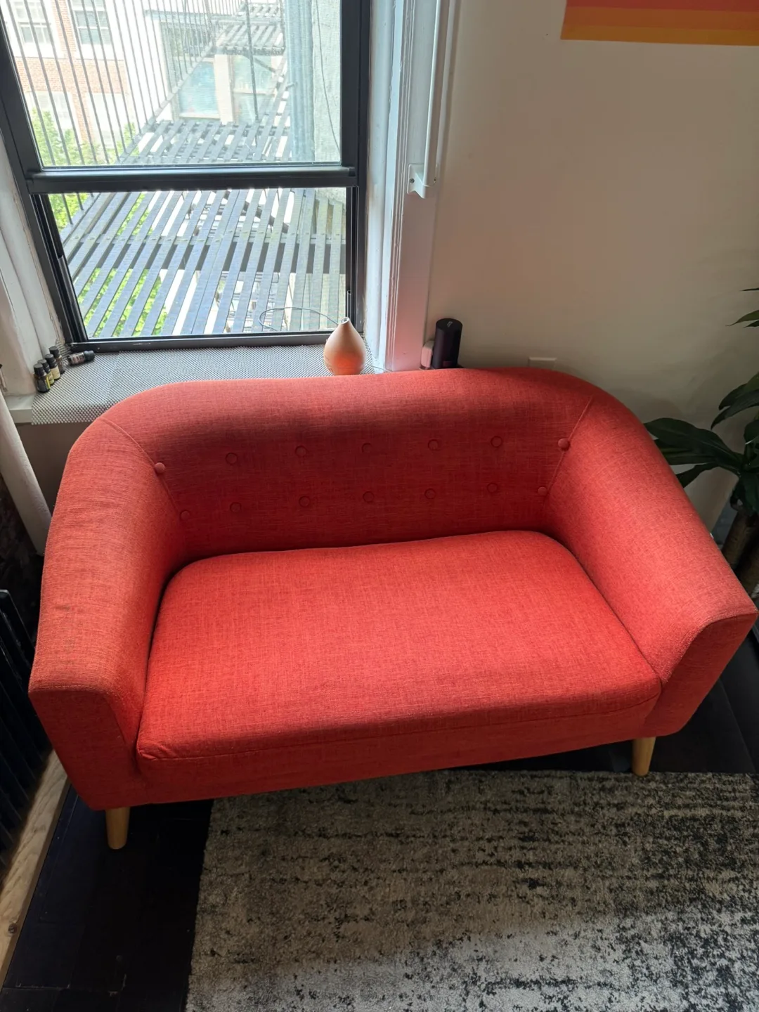 Burnt Orange Loveseat Sofa - Great Condition! image indicator(3)