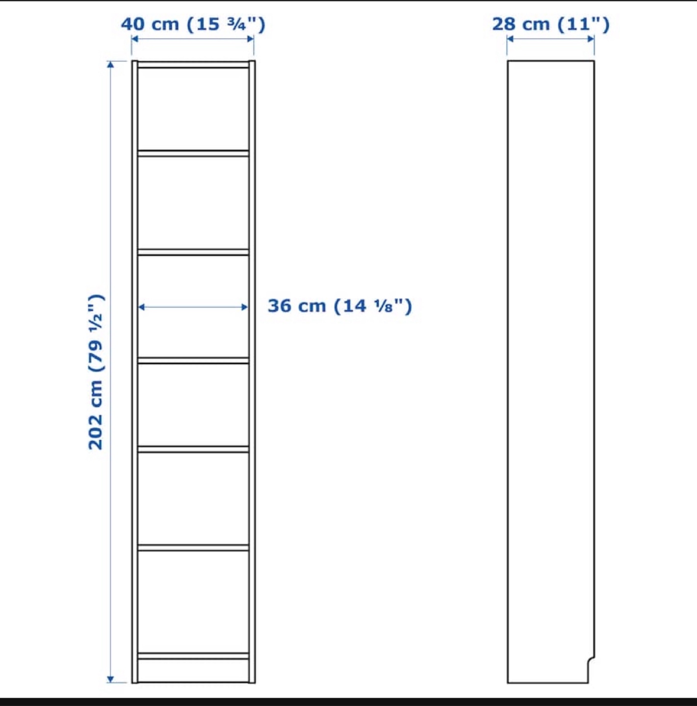 IKEA Billy Bookcase - White - 40x28x202 cm - photo 5