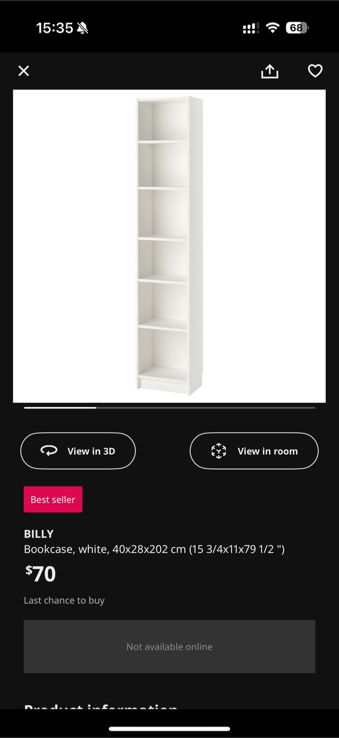 IKEA Billy Bookcase - White - 40x28x202 cm - photo 4