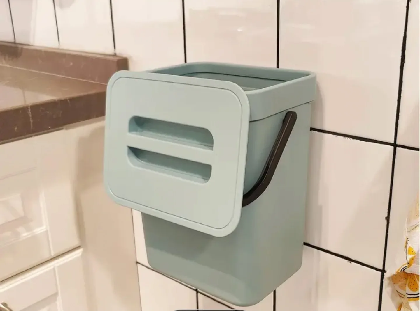 Hanging Kitchen Trash Can - Blue thumbnail