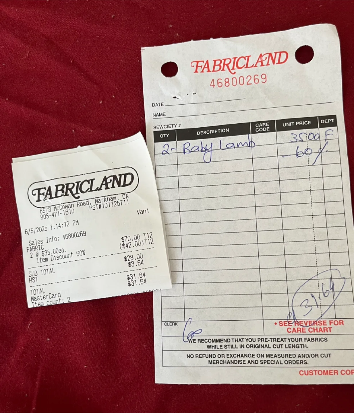 Fabricland Baby Lamb Fabric original condition image indicator(2)