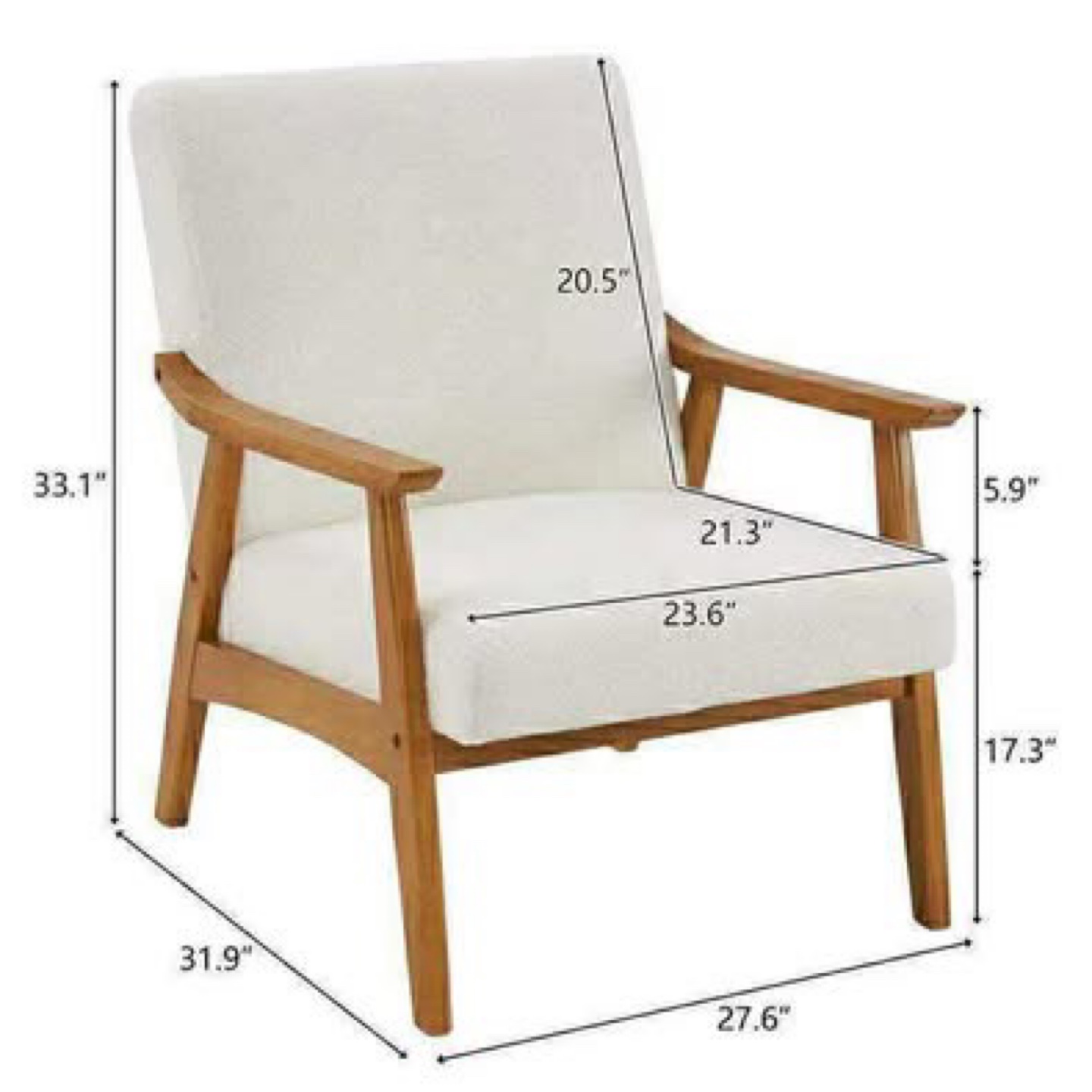 Mid-Century Modern Accent Armchair - Beige - photo 3