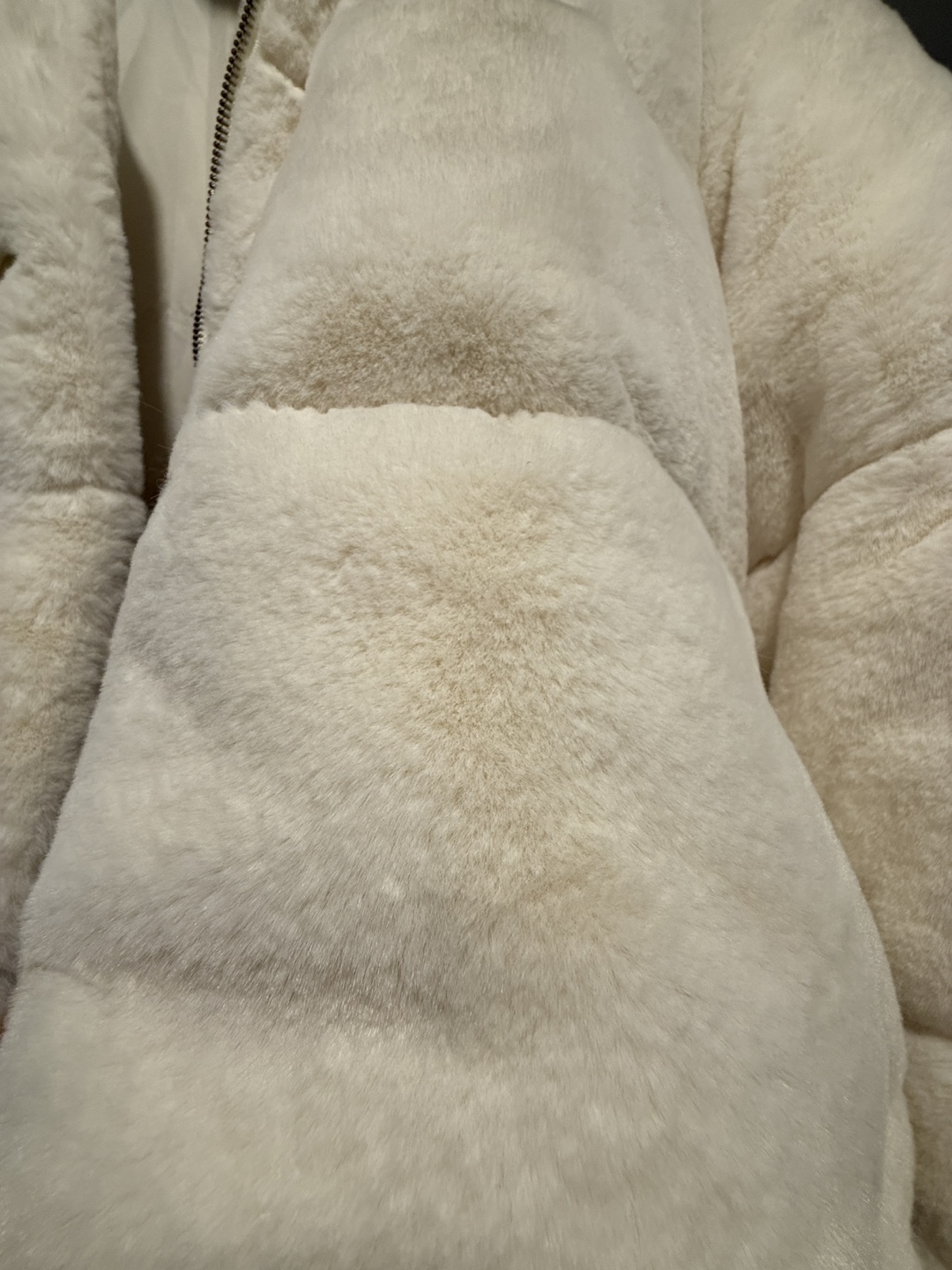 Zara Faux Fur Puffer Jacket - Cream - photo 2