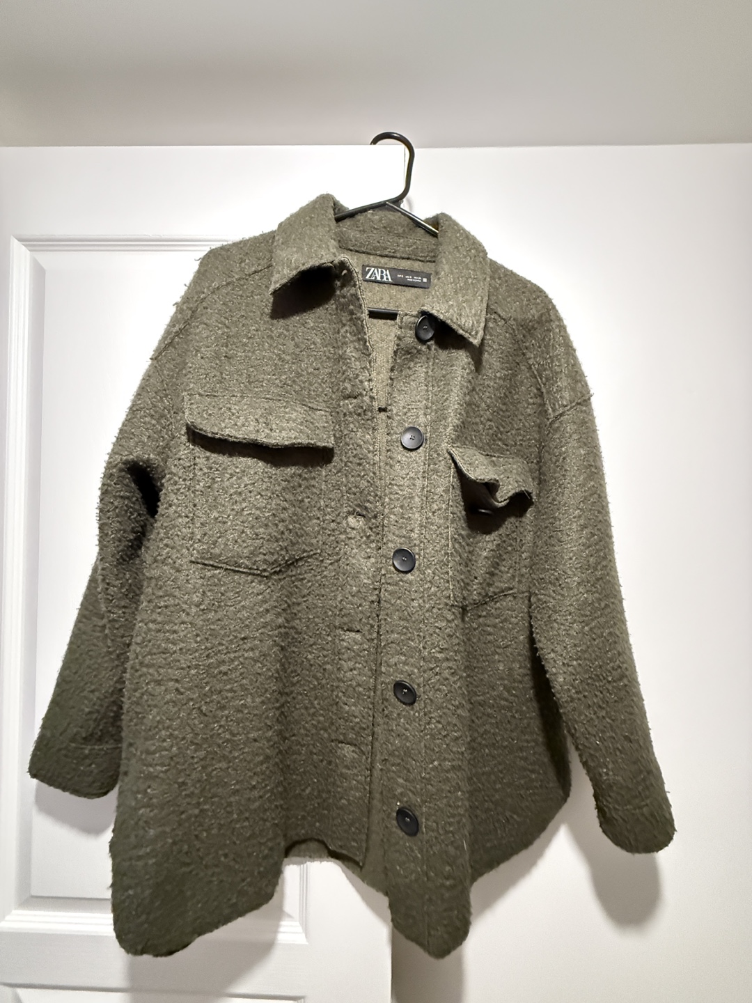 Zara Olive Green Oversized Shacket - Size S