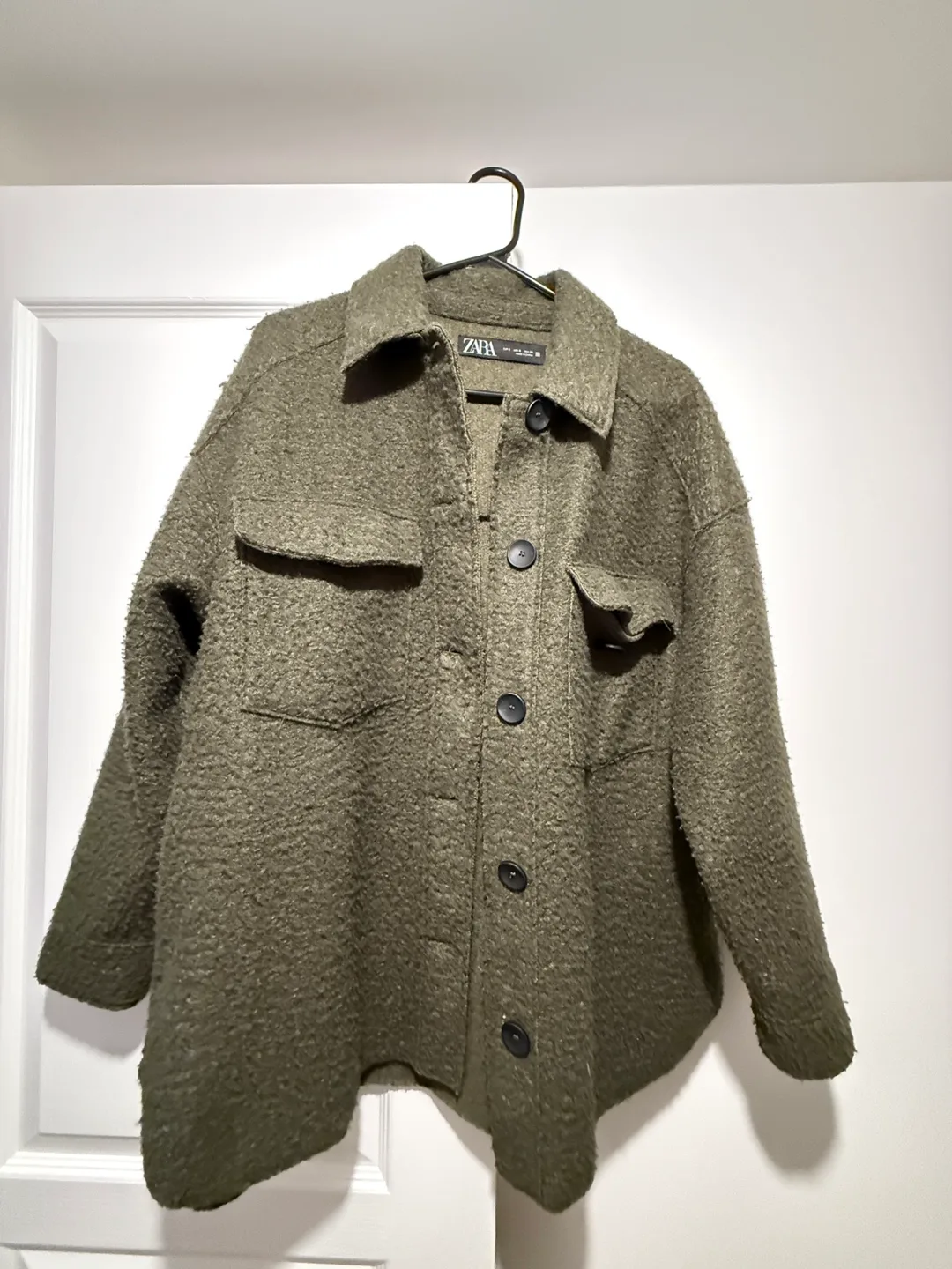 Zara Olive Green Oversized Shacket - Size S thumbnail