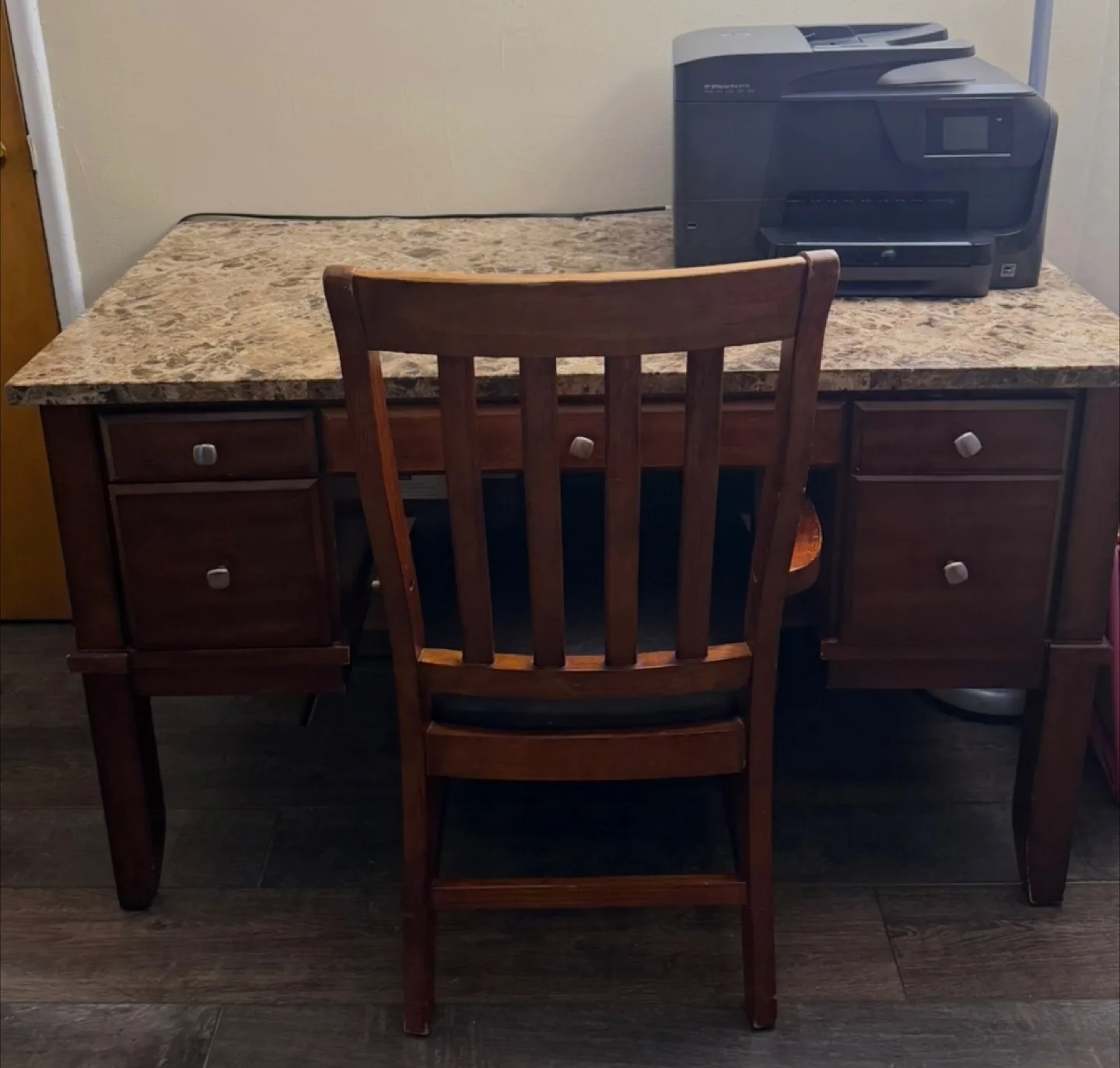 Real marble desk + leather chair + printer thumbnail