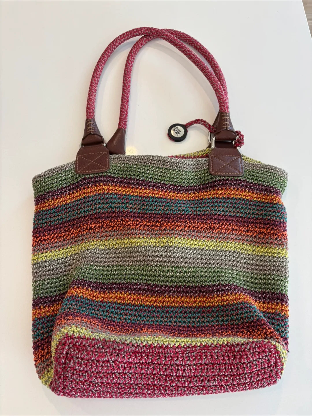 The Sak Casual Stripe Crochet Shoulder Bag For Sale thumbnail