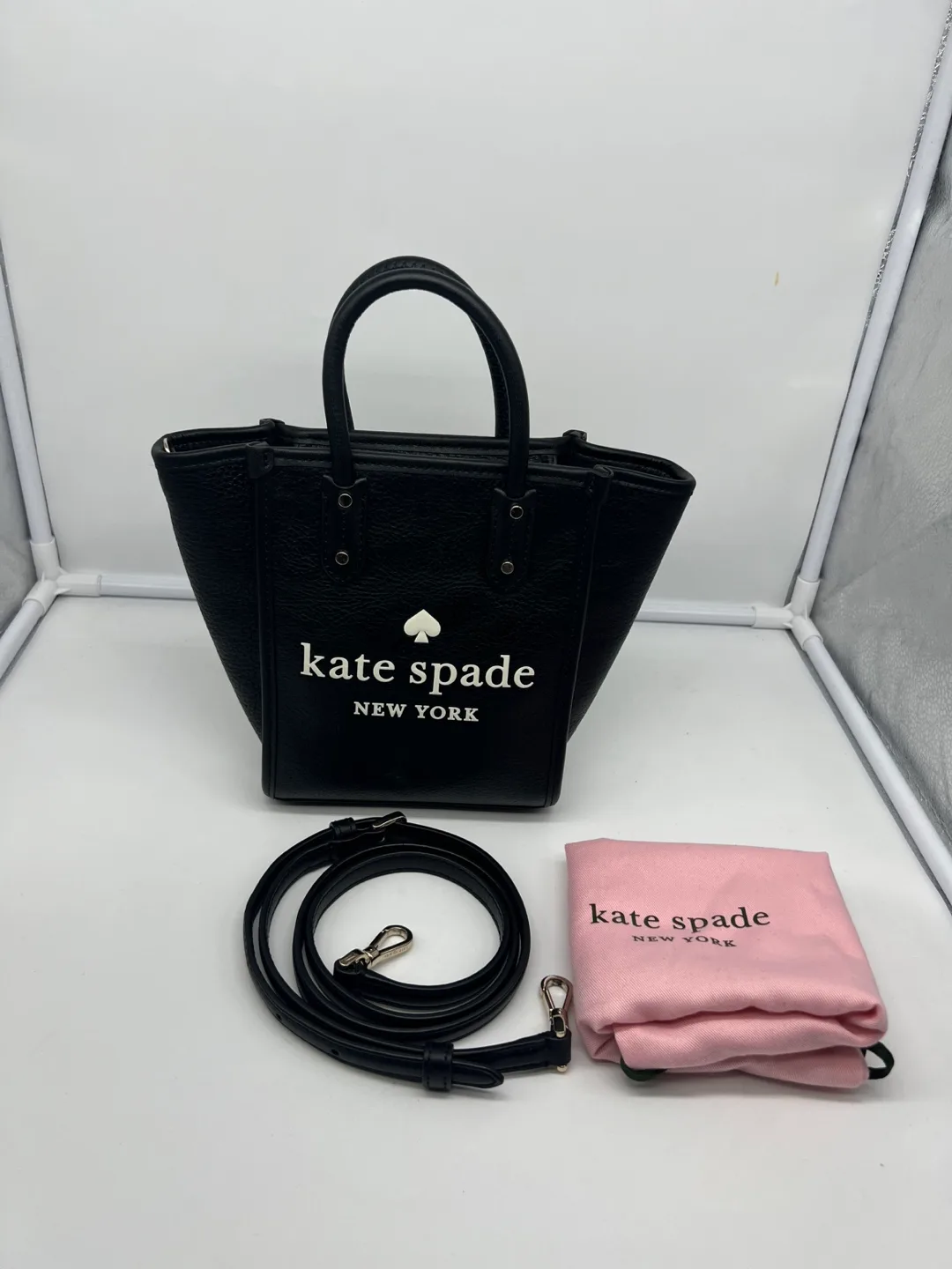 Kate Spade Ella Mini Black Leather Crossbody Top Handle thumbnail
