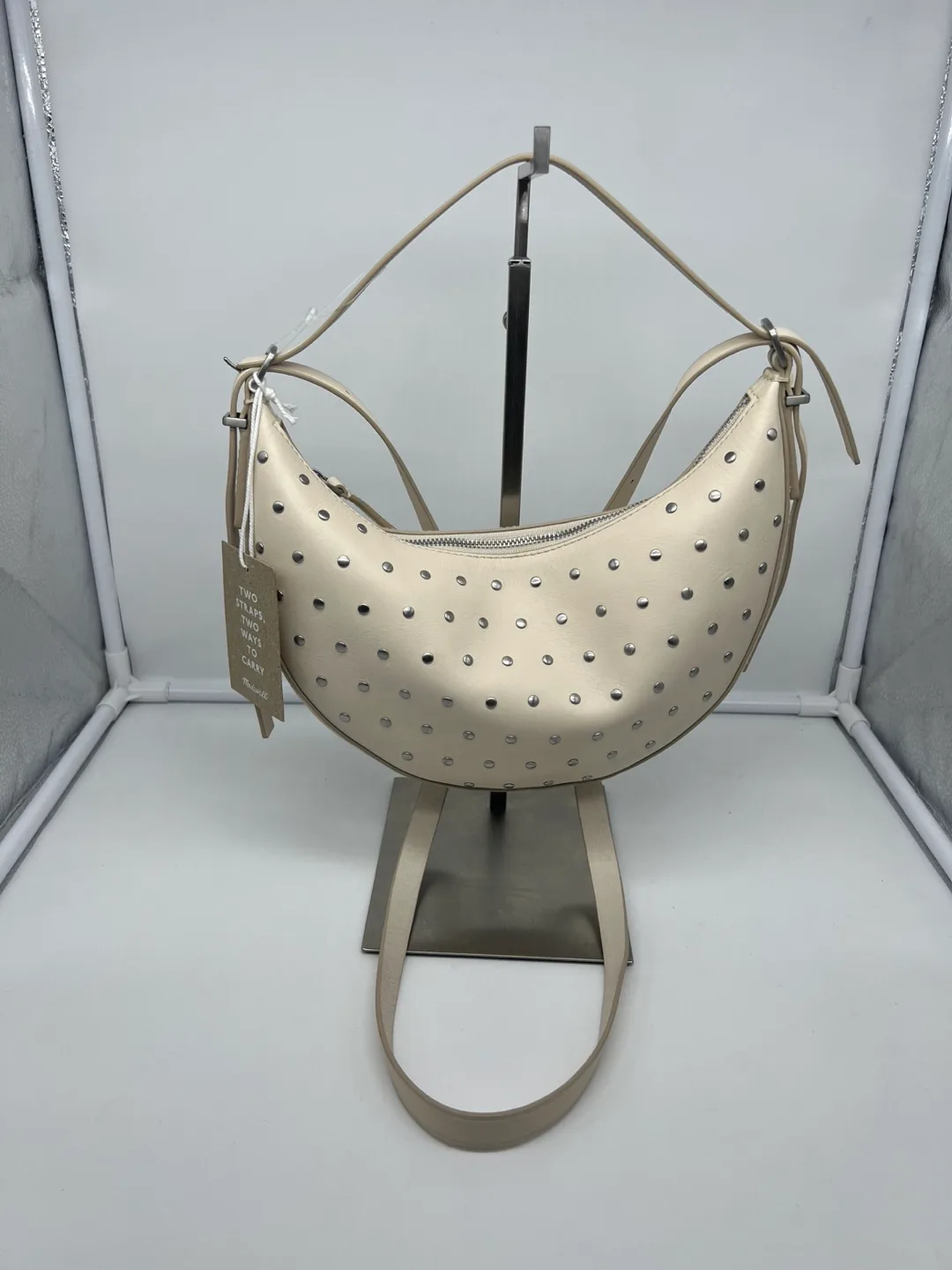 Madewell The Essential Convertible Ecru Leather Moon Bag thumbnail