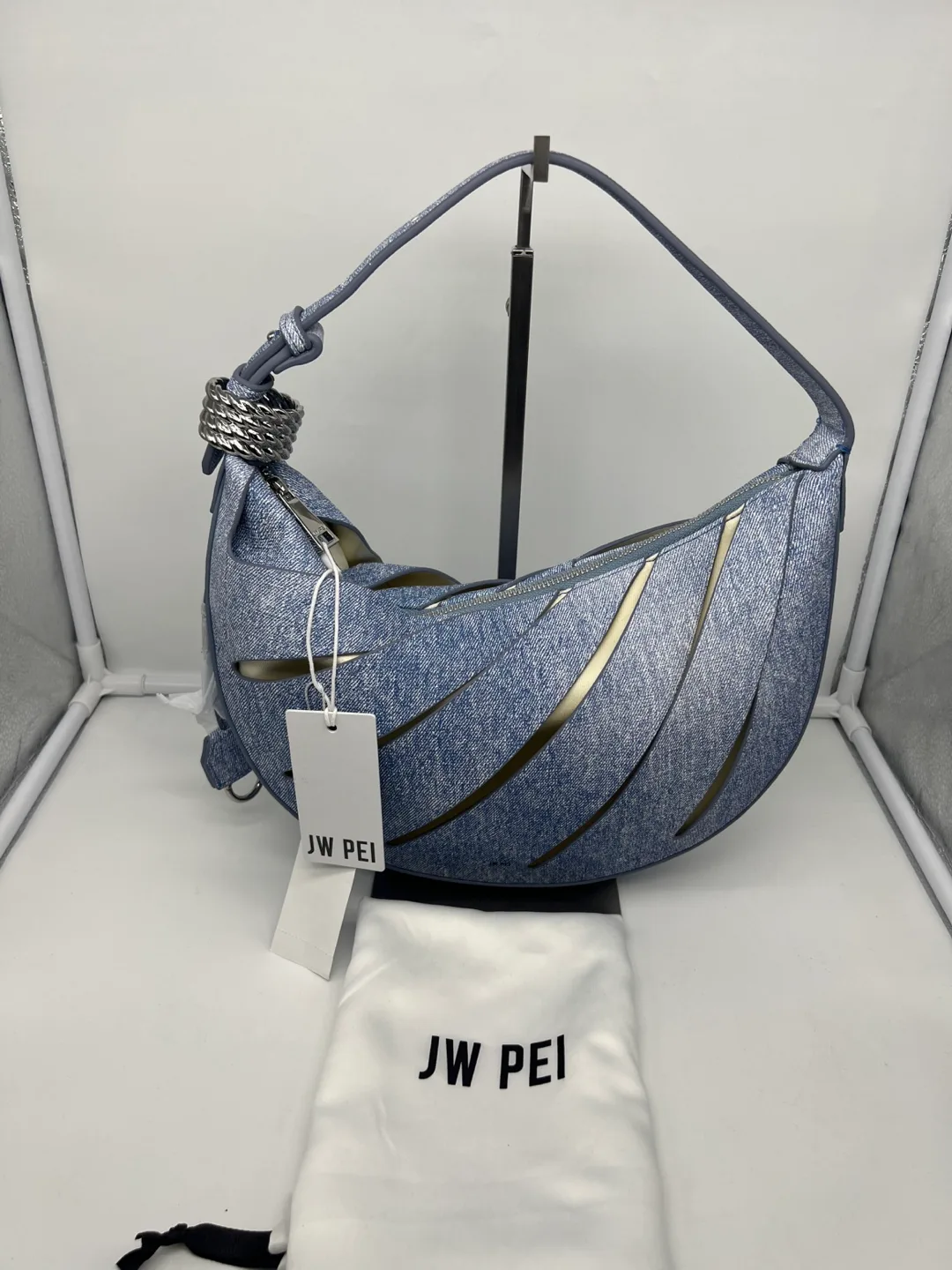 JW Pei Jane Hollow Out Blue Vegan Leather Bag thumbnail