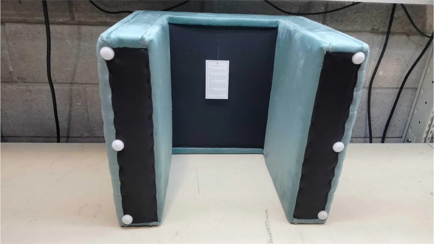 Tufted Blue Velvet Ottoman Vanity Seat Stool Foot Rest image indicator(3)