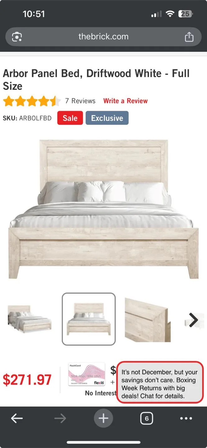Arbor Panel Bed, Driftwood White - Full Size thumbnail
