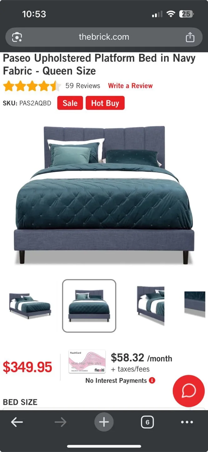 Paseo Upholstered Platform Bed - Queen Size thumbnail