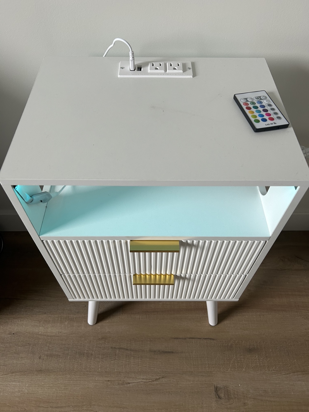 JOONEE White Nightstand with Charging Station - photo 2