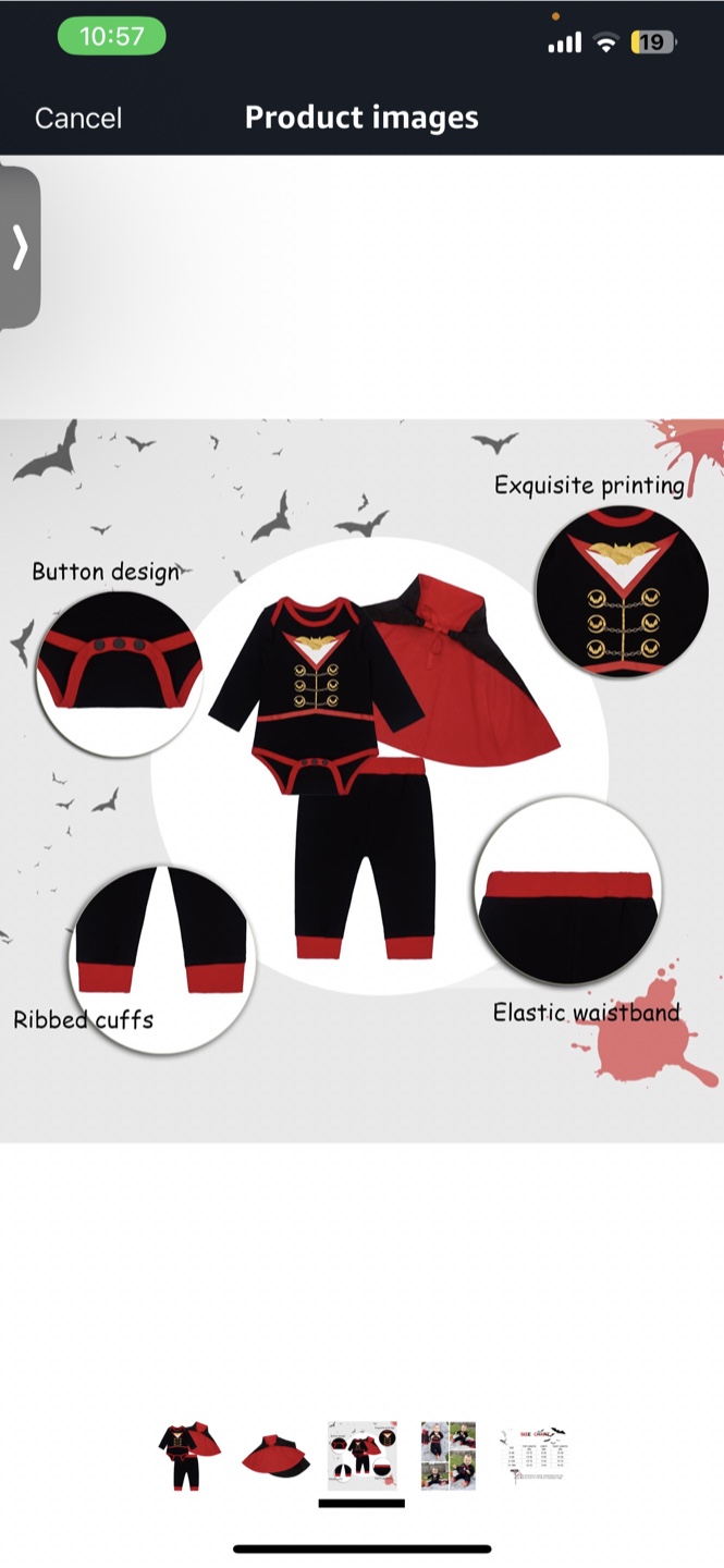 Bakjuno Baby Vampire Halloween Costume - Red/Black - photo 3