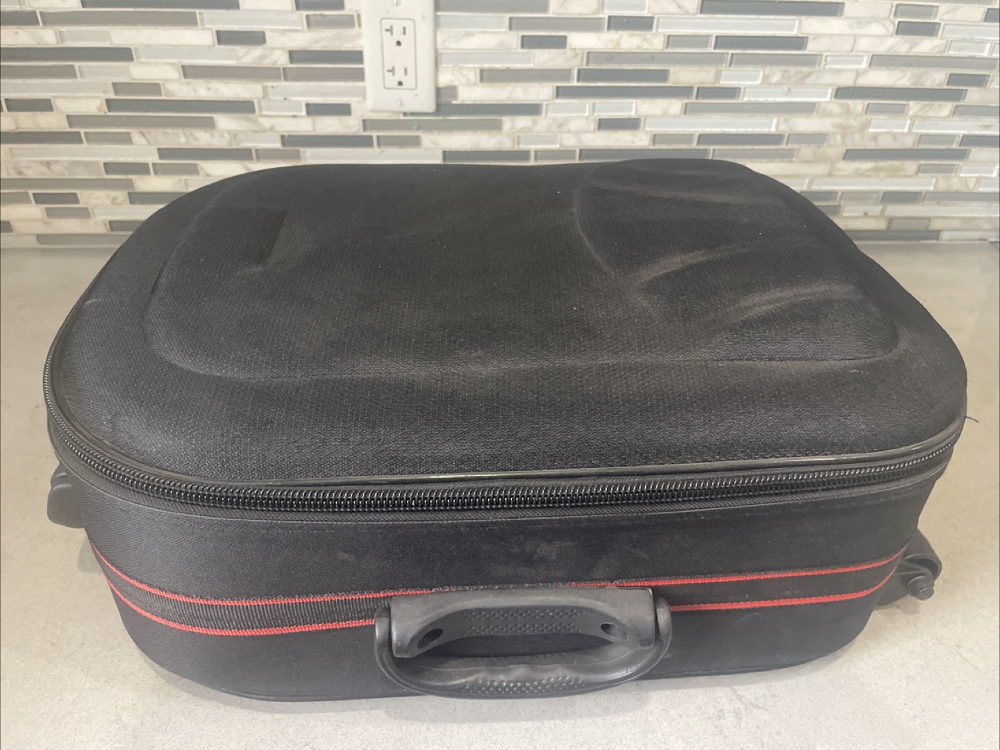 Rolling Suitcase - Black with Red Stripes