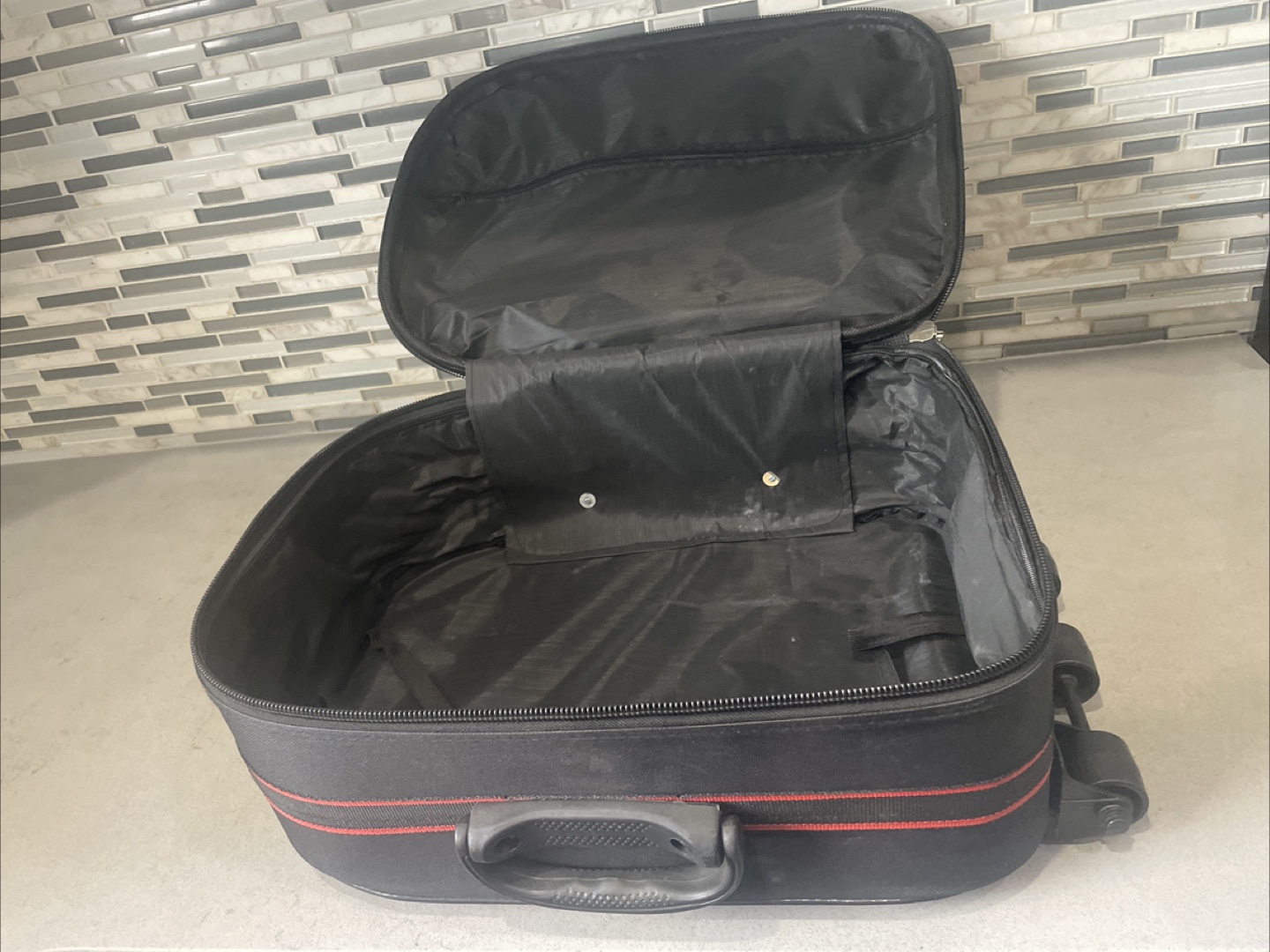 Rolling Suitcase - Black with Red Stripes - photo 2