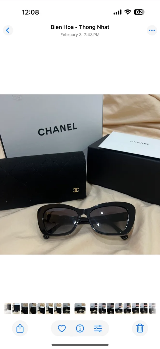 CHANEL Cat Eye Sunglasses - Black & Gold image indicator(4)