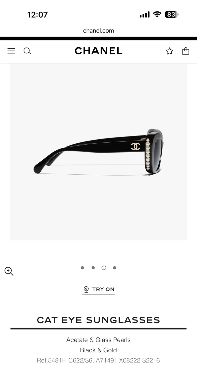 CHANEL Cat Eye Sunglasses - Black & Gold image indicator(3)