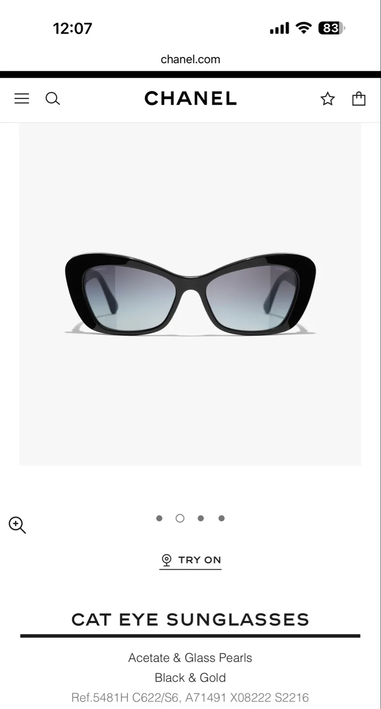 CHANEL Cat Eye Sunglasses - Black & Gold image indicator(2)