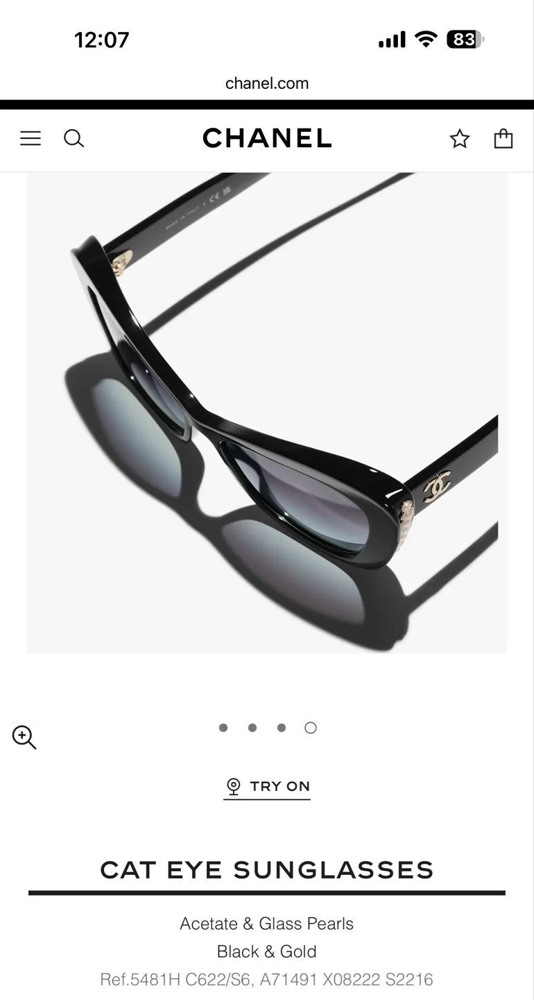 CHANEL Cat Eye Sunglasses - Black & Gold image indicator(5)
