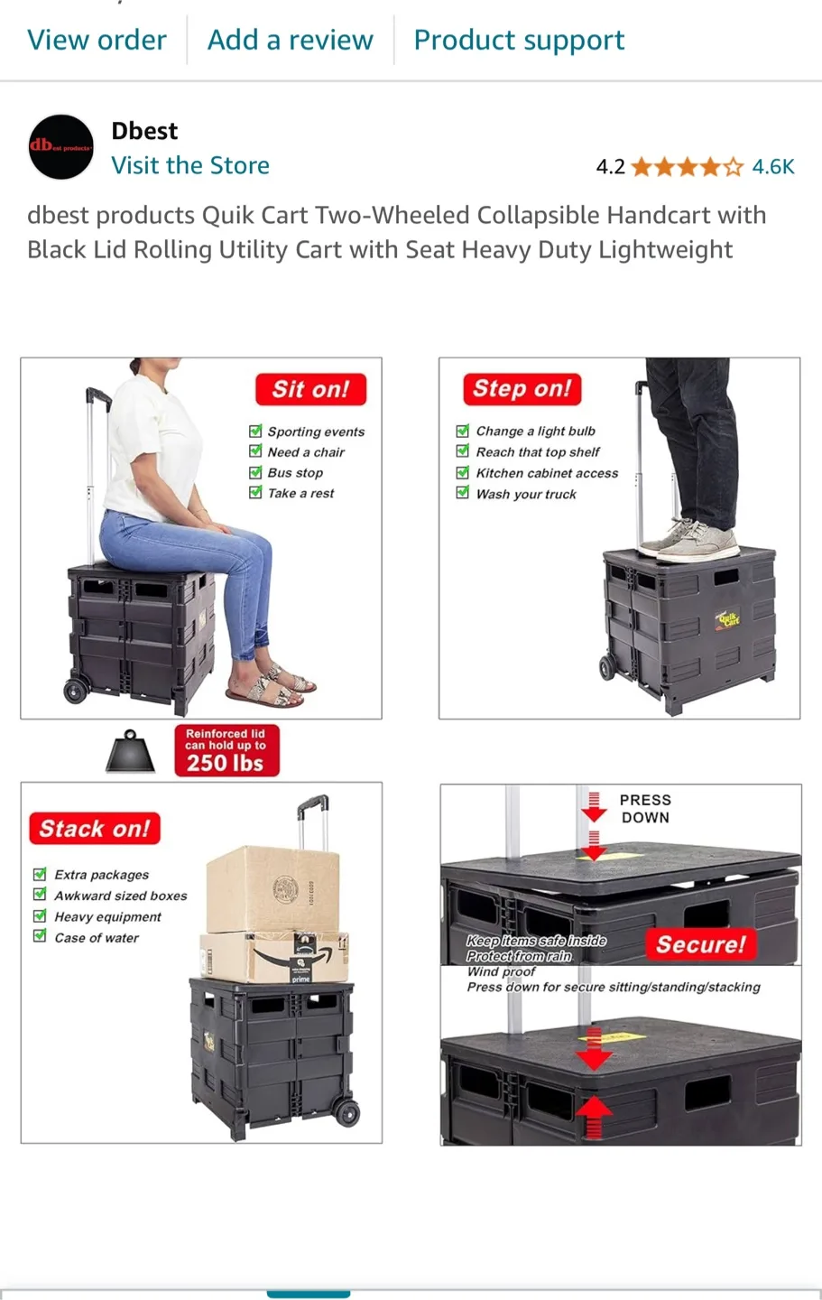 New, Dbest Quik Cart Two-Wheeled Collapsible Handcart. Paid $108 image indicator(4)