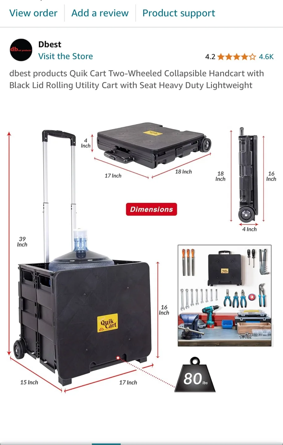 New, Dbest Quik Cart Two-Wheeled Collapsible Handcart. Paid $108 image indicator(5)