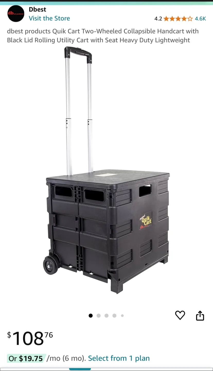New, Dbest Quik Cart Two-Wheeled Collapsible Handcart. Paid $108 image indicator(3)