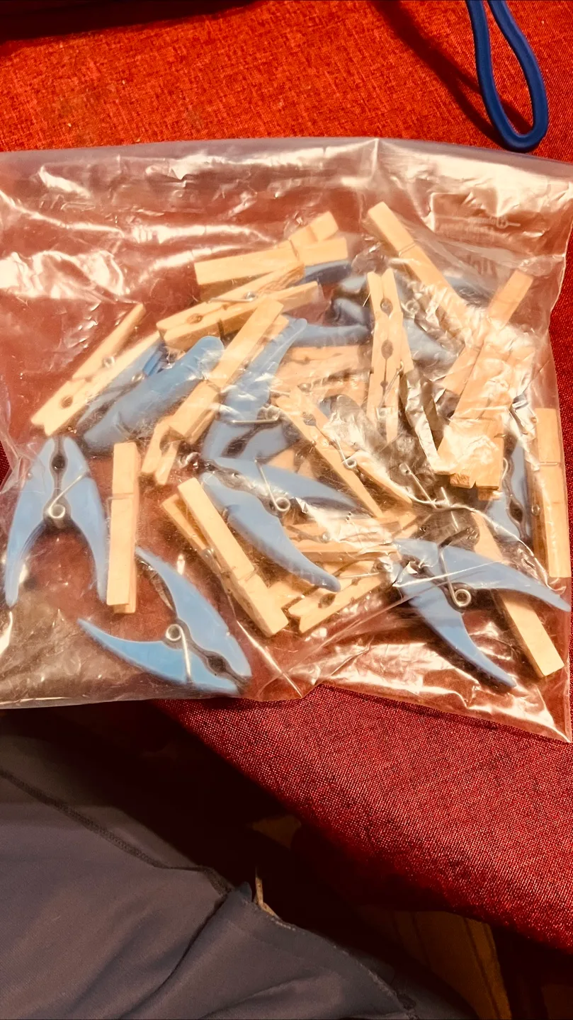Bag of Wooden & Blue Clothespins #freecycle thumbnail