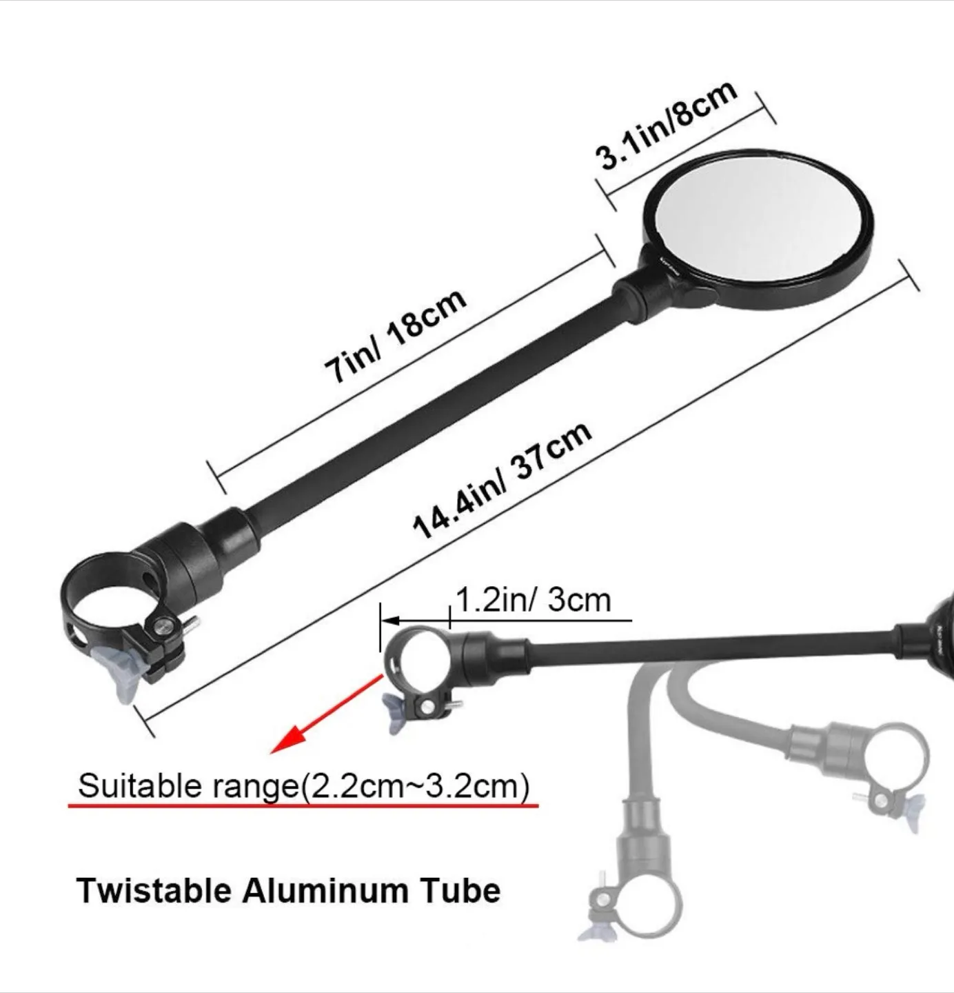 Bike Rearview Mirror - Adjustable & Rotatable image indicator(3)