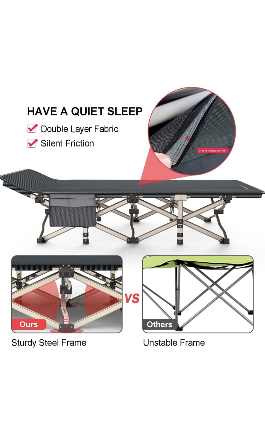 Zorpec Folding Camping Cot - 75" x 27.5" - photo 5