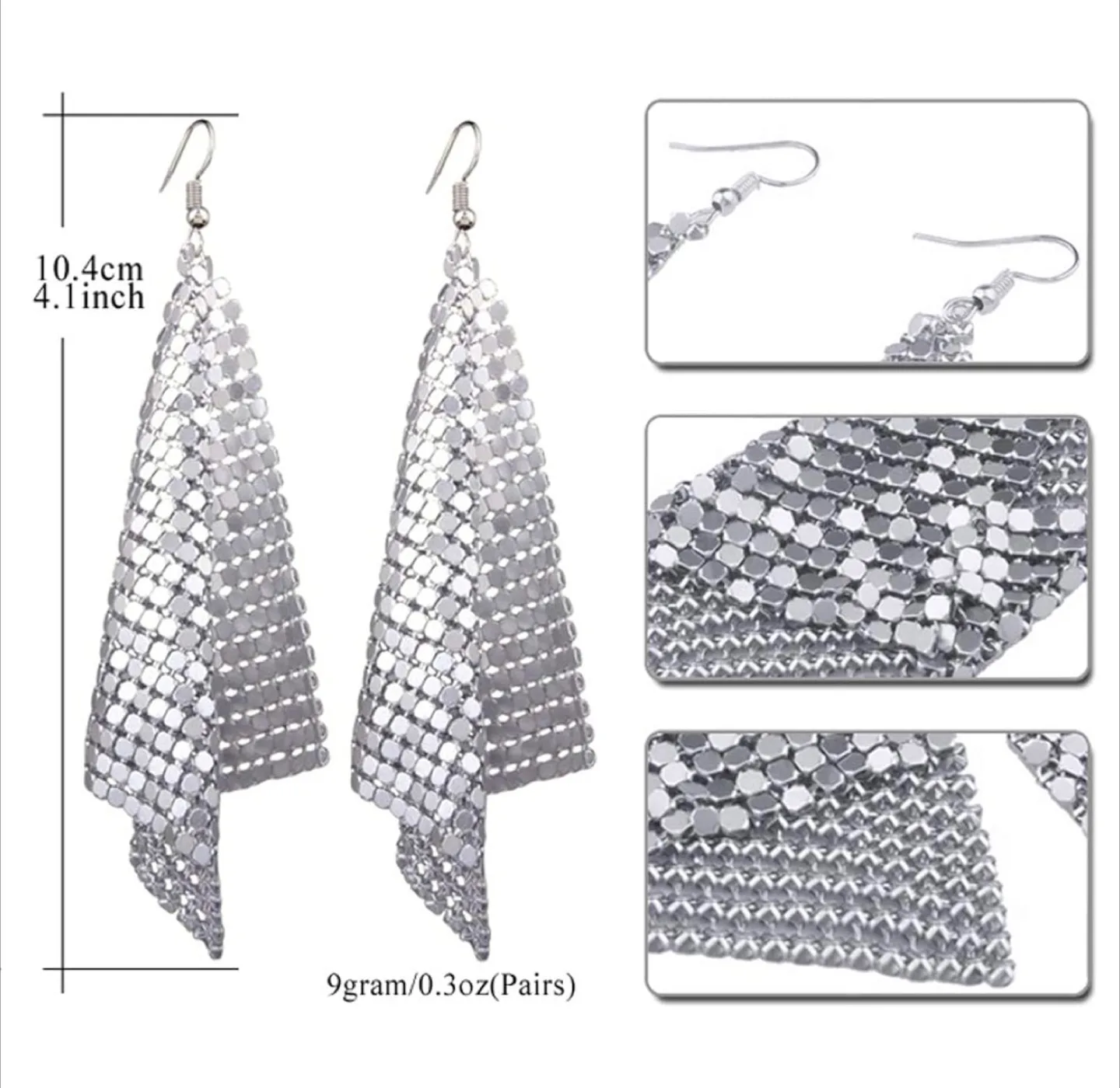 Silver Tassel Drop Earrings - New image indicator(2)
