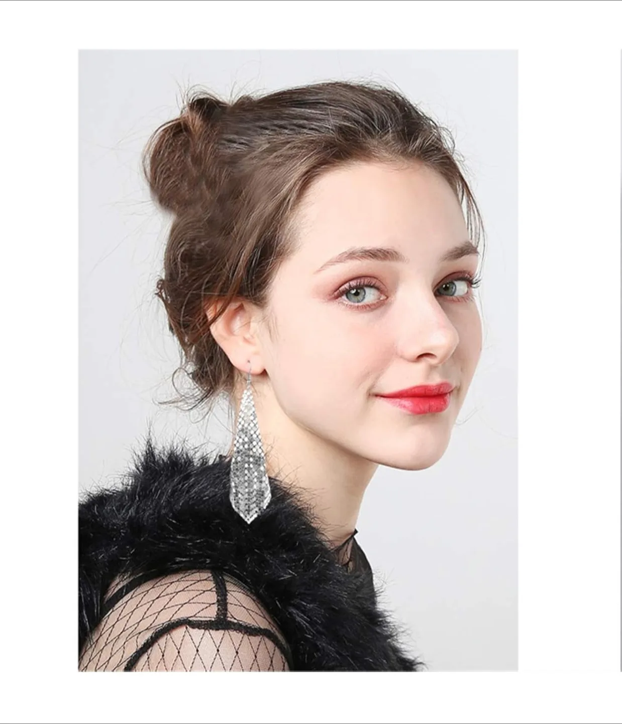 Silver Tassel Drop Earrings - New image indicator(3)