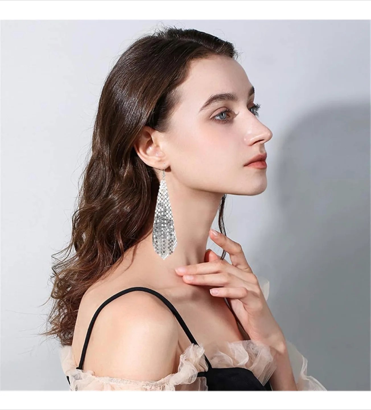 Silver Tassel Drop Earrings - New image indicator(5)