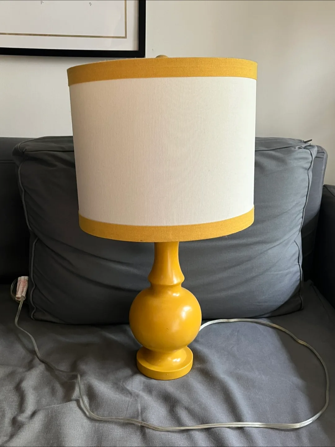 Table Lamp - Yellow Base, White Shade thumbnail