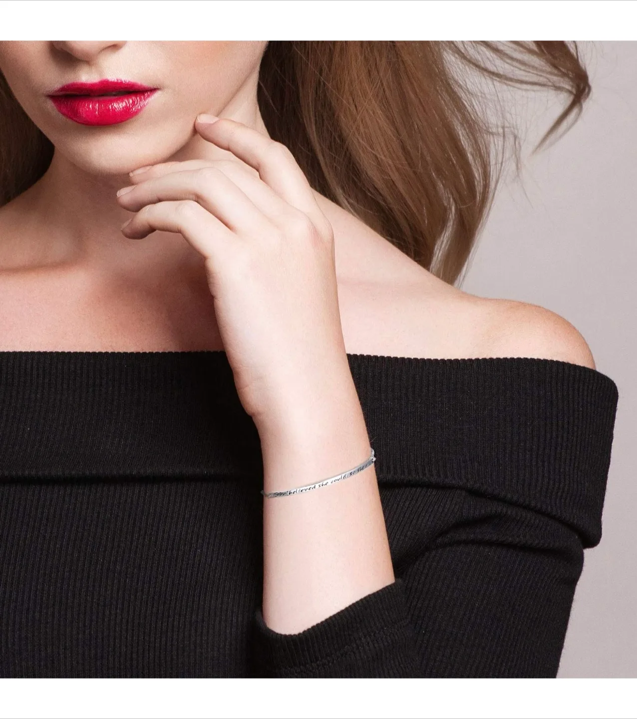 Billie Bijoux Silver Bracelet - She Believed She Could image indicator(6)