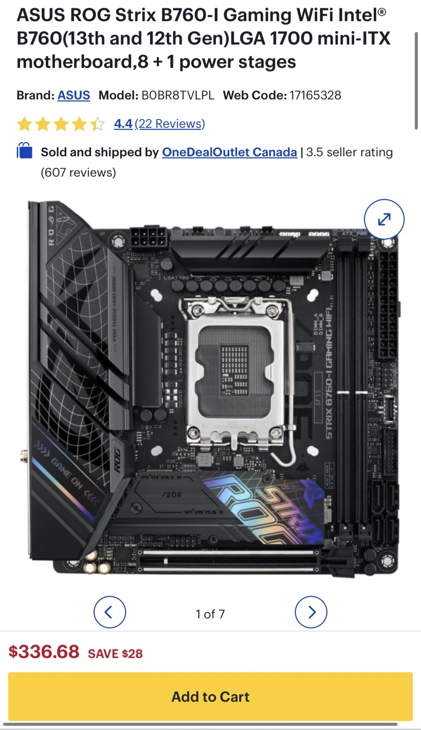 ASUS ROG Strix B760-I Gaming WiFi Motherboard