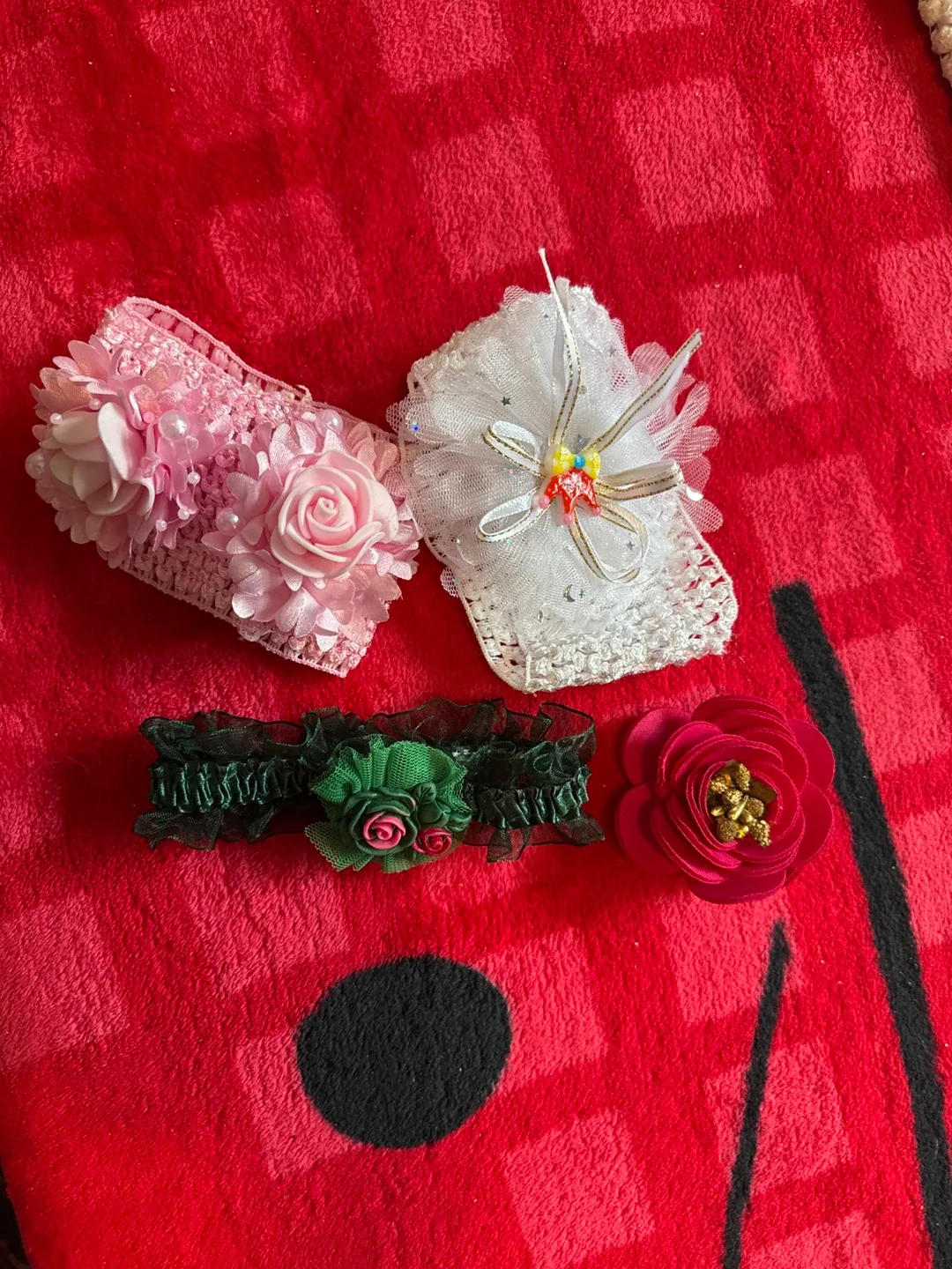 Floral Baby Headbands - Pink, White, Green, Red thumbnail