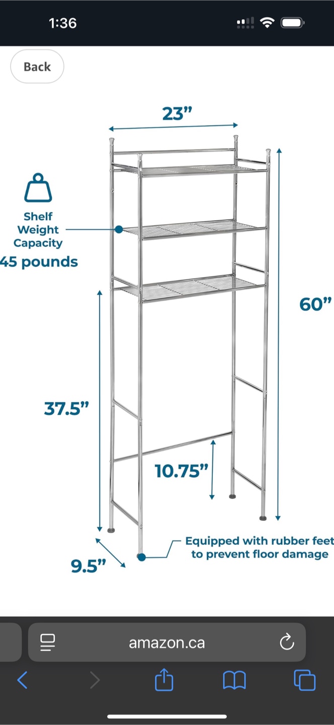 3 Tier Over-The-Toilet Storage Shelf - Chrome Finish - photo 4