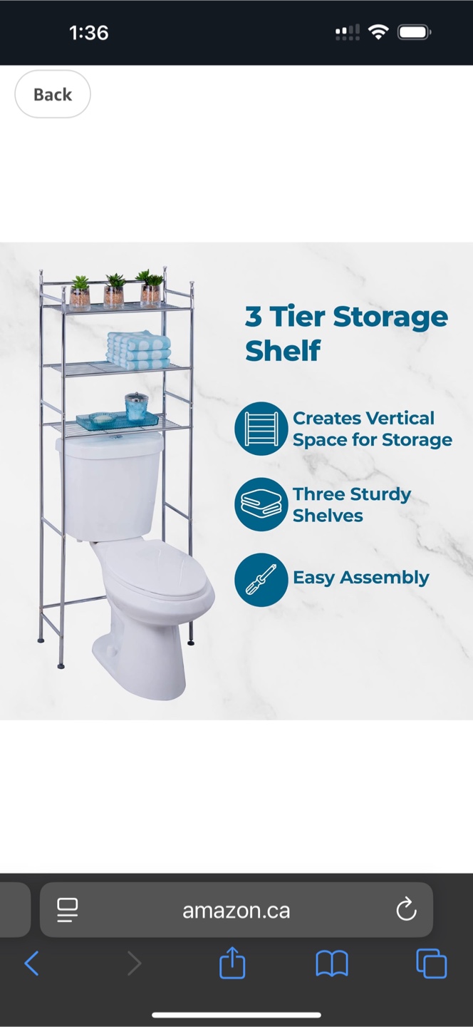 3 Tier Over-The-Toilet Storage Shelf - Chrome Finish - photo 3
