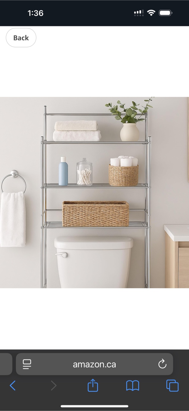 3 Tier Over-The-Toilet Storage Shelf - Chrome Finish