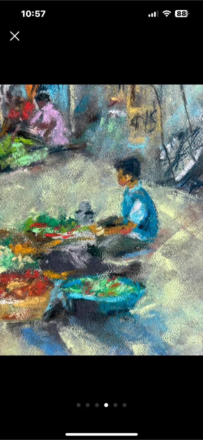 “Morning Sellers” Original Pastel Painting image indicator(4)