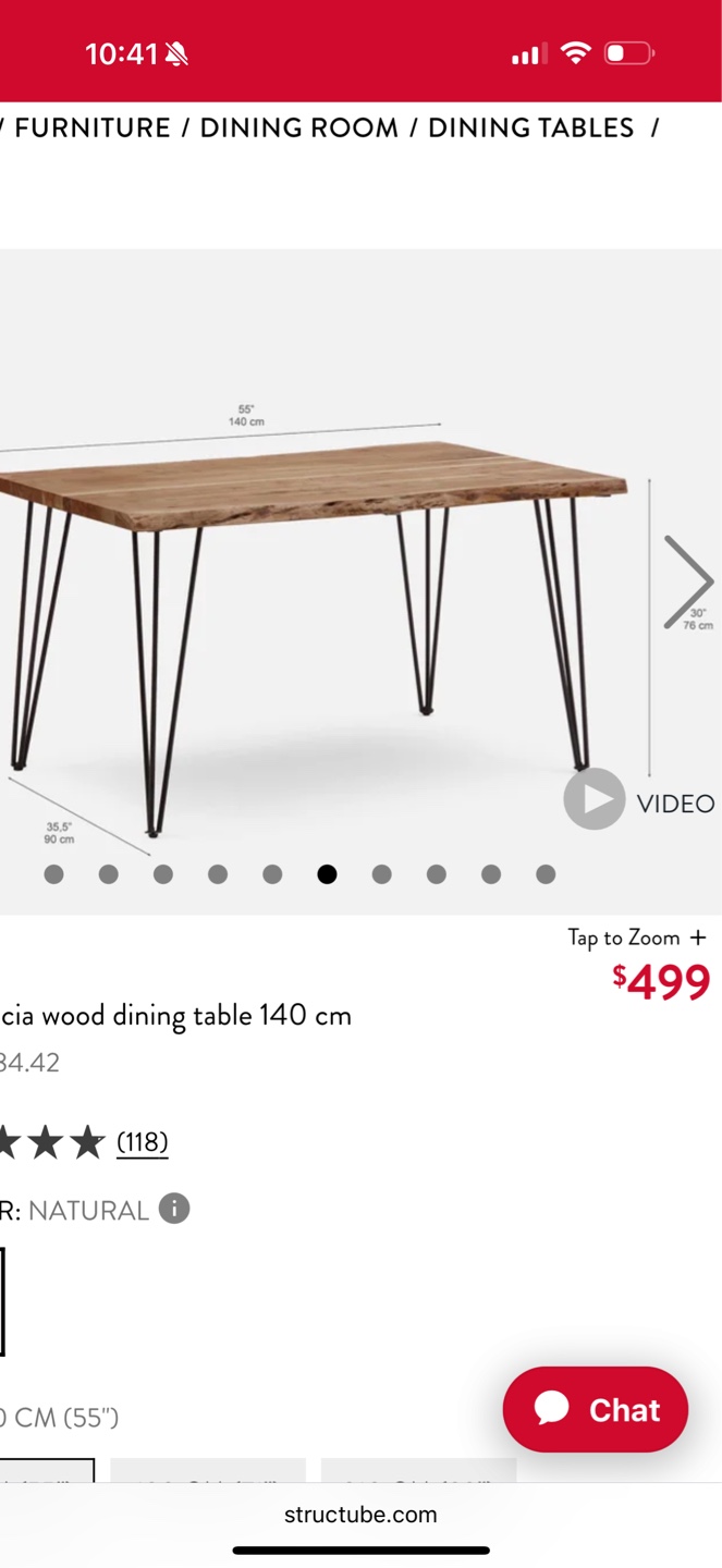 Structube Reno Acacia Wood Dining Table - 140cm - photo 2
