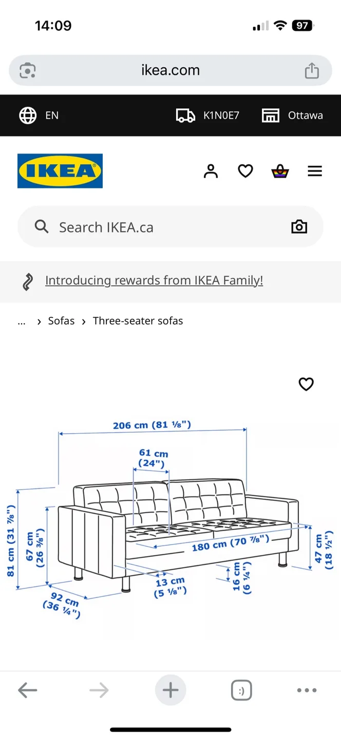 IKEA Three-Seater Sofa - Grey image indicator(3)
