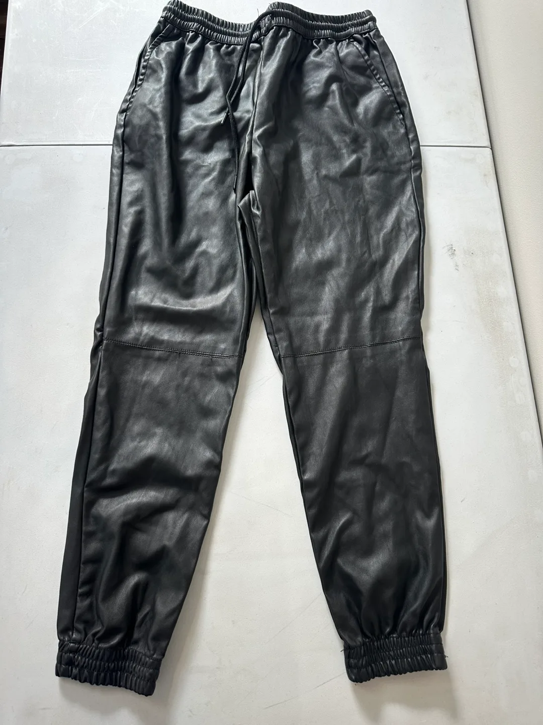 Faux Leather Joggers - Black thumbnail