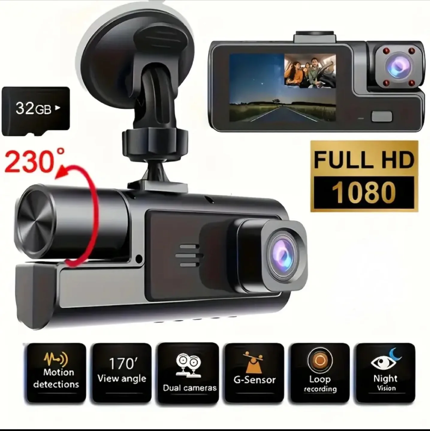 Full HD 1080 Car Dash Cam - Dual Cameras image indicator(2)