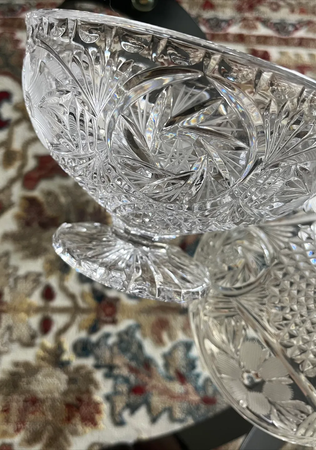Vintage large Crystal Candy Dish with Lid image indicator(6)